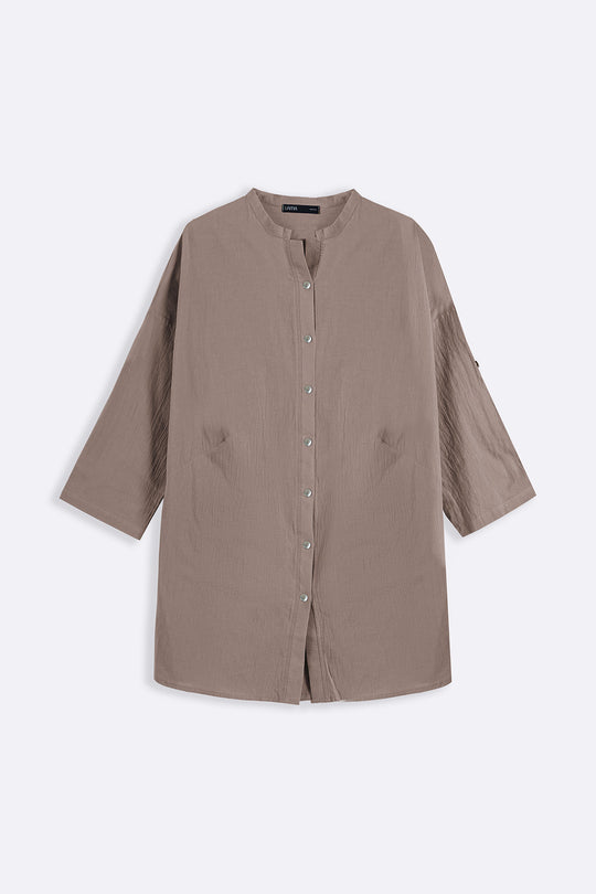 TAUPE EVERYDAY FEATHER COTTON TUNIC