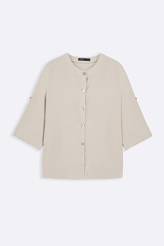 BEIGE SOFT SLUB BLOUSE