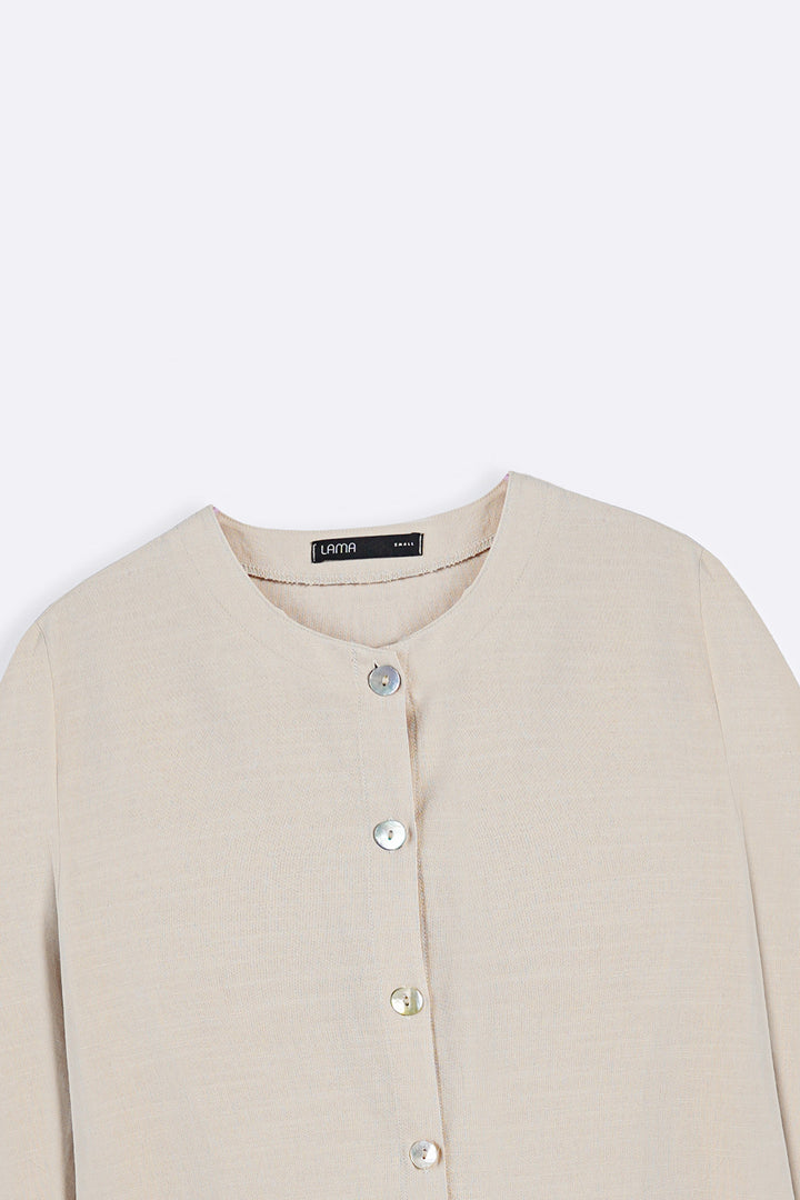 BEIGE SOFT SLUB BLOUSE