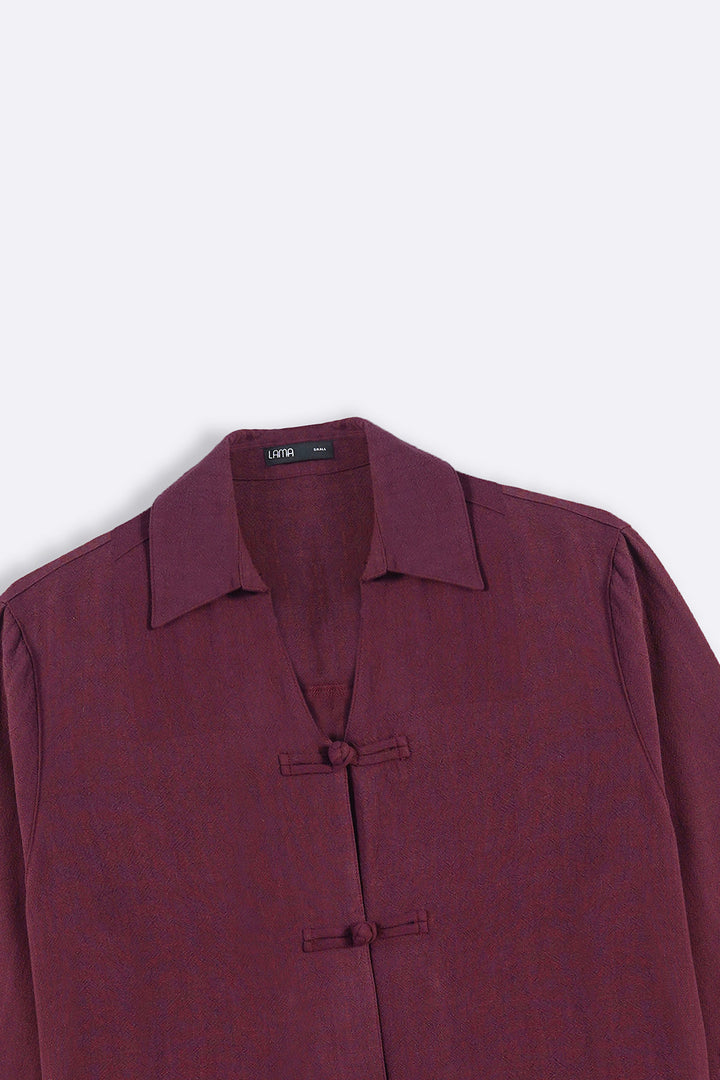 LIGHT BURGUNDY SIGNATURE LINEN BLEND SHIRT