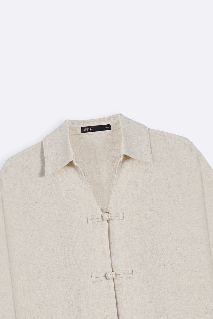 OAT MELANGE SIGNATURE LINEN BLEND SHIRT