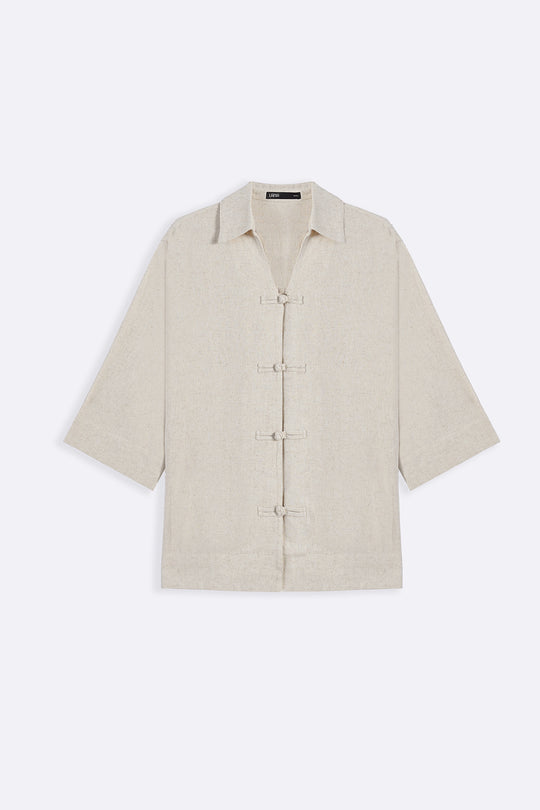 OAT MELANGE SIGNATURE LINEN BLEND SHIRT