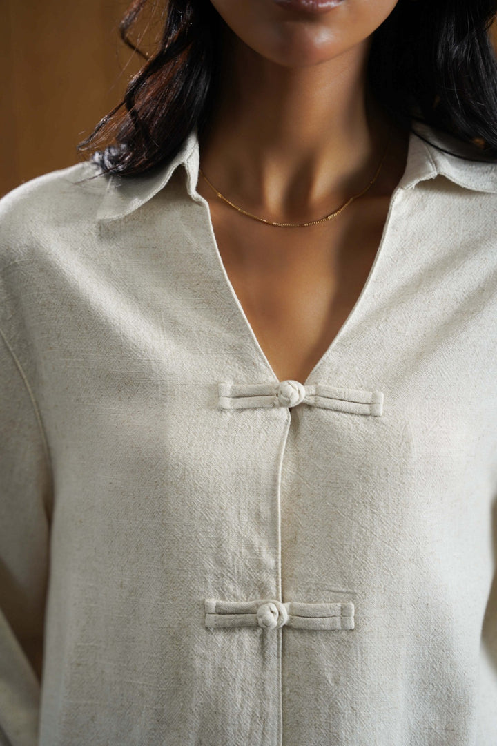 OAT MELANGE SIGNATURE LINEN BLEND SHIRT