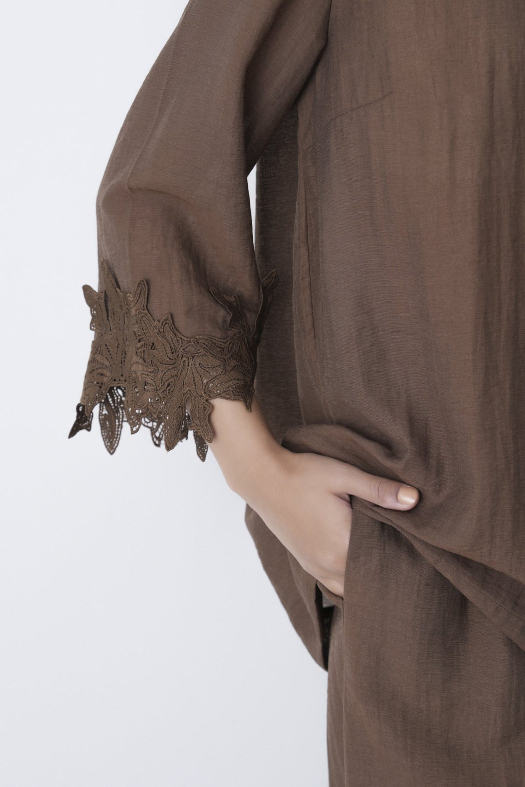 BROWN SOFT LACE SHIRT