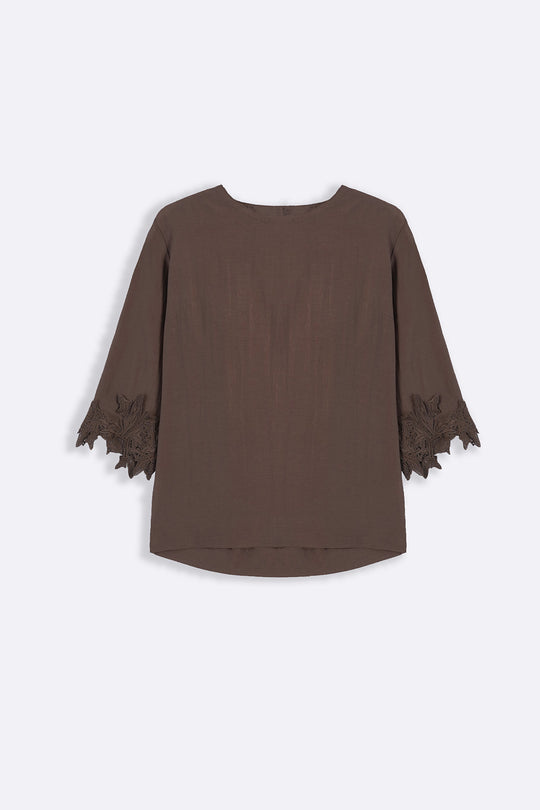 BROWN SOFT LACE SHIRT