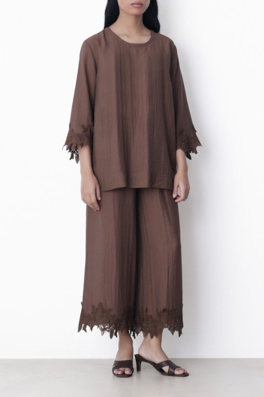 BROWN SOFT LACE SHIRT