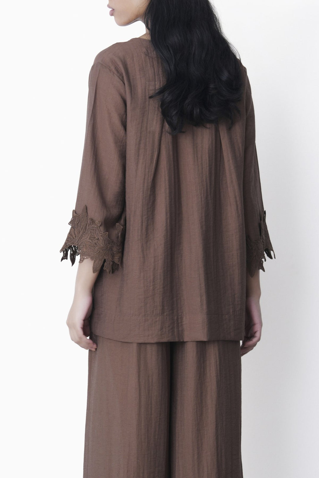 BROWN SOFT LACE SHIRT