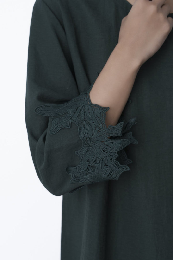 EMERALD GREEN SOFT LACE SHIRT