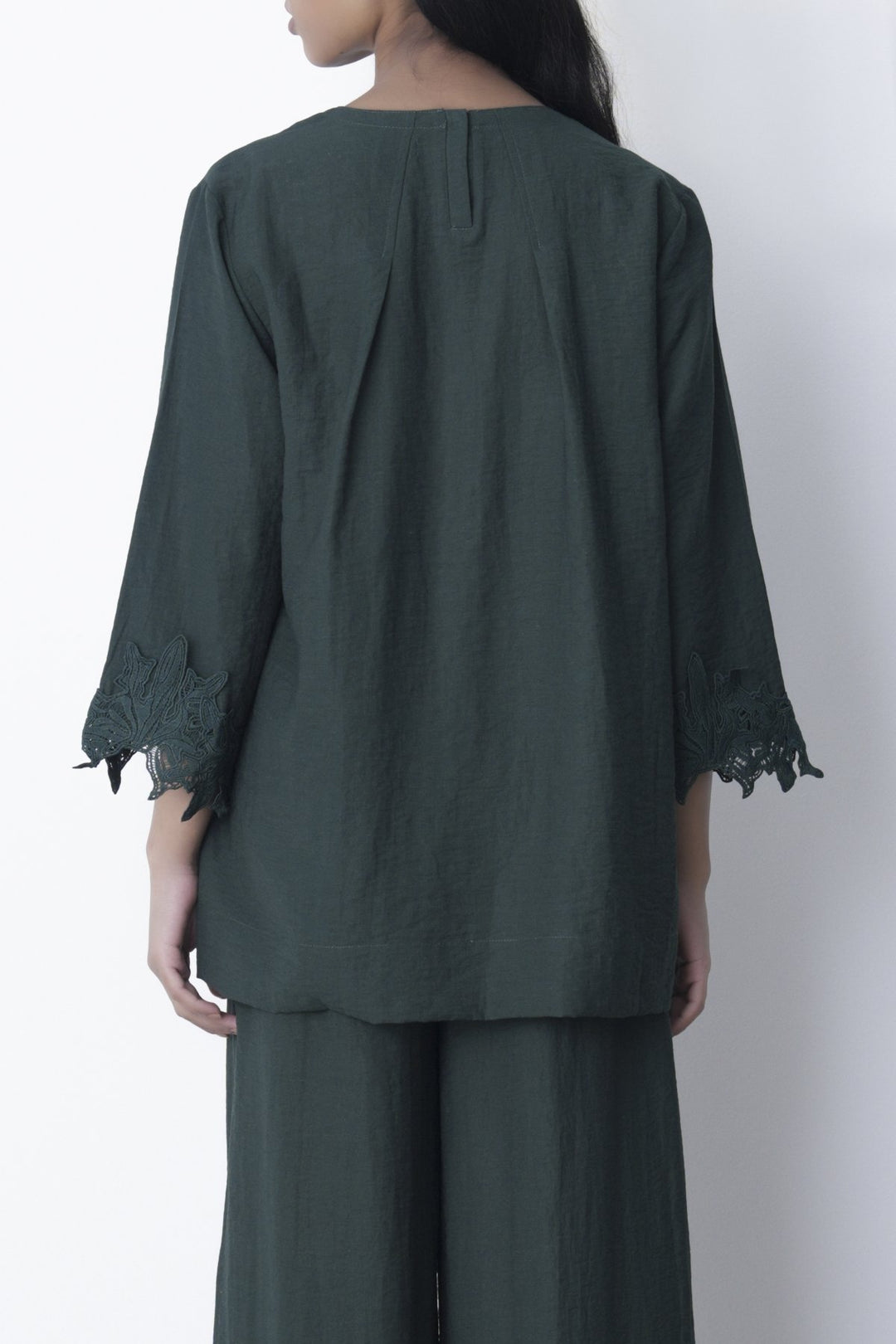 EMERALD GREEN SOFT LACE SHIRT