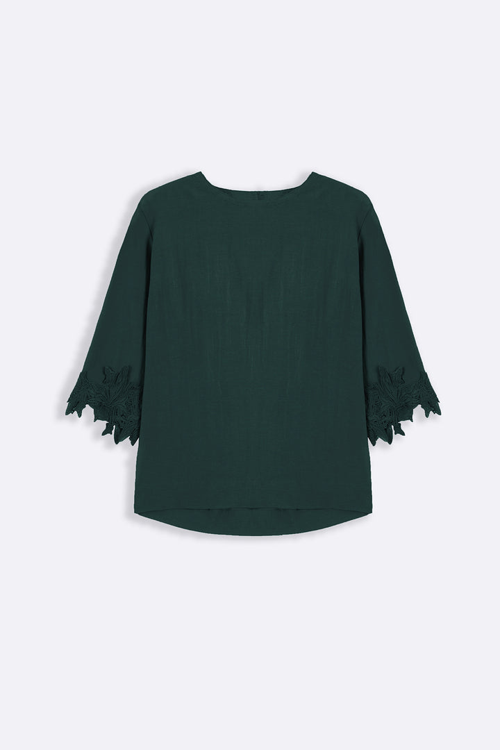 EMERALD GREEN SOFT LACE SHIRT
