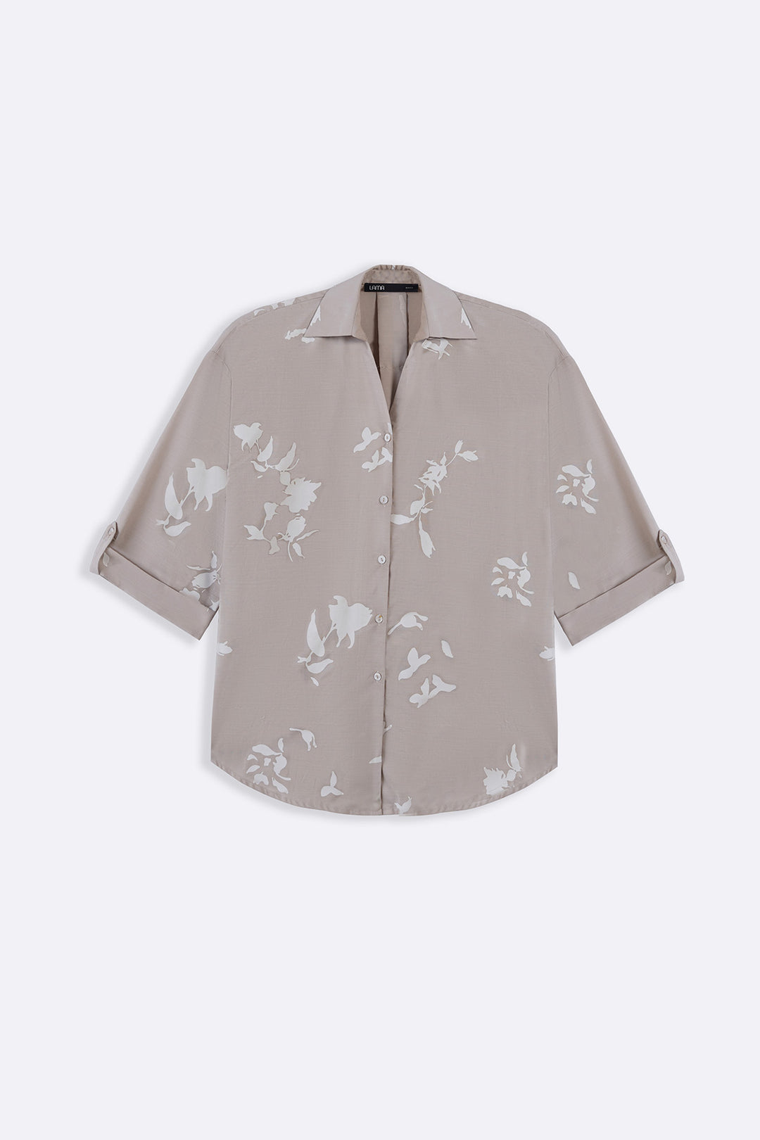 BEIGE PETAL IMPRINT SHIRT