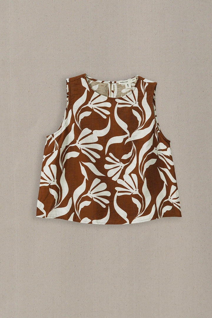 BROWN WHITE TROPIC FLOW TOP