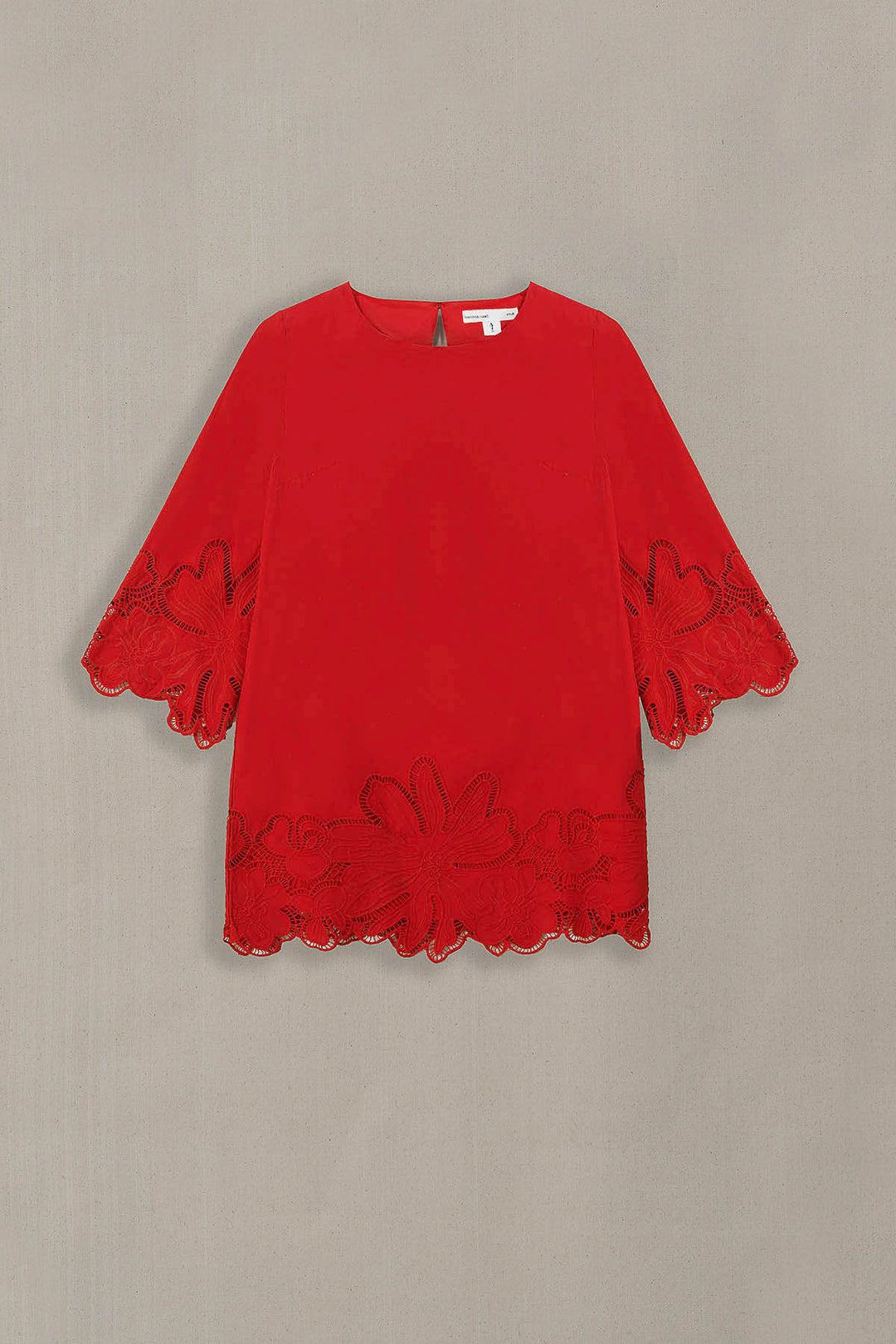 RED BOTANICAL CUTWORK TOP