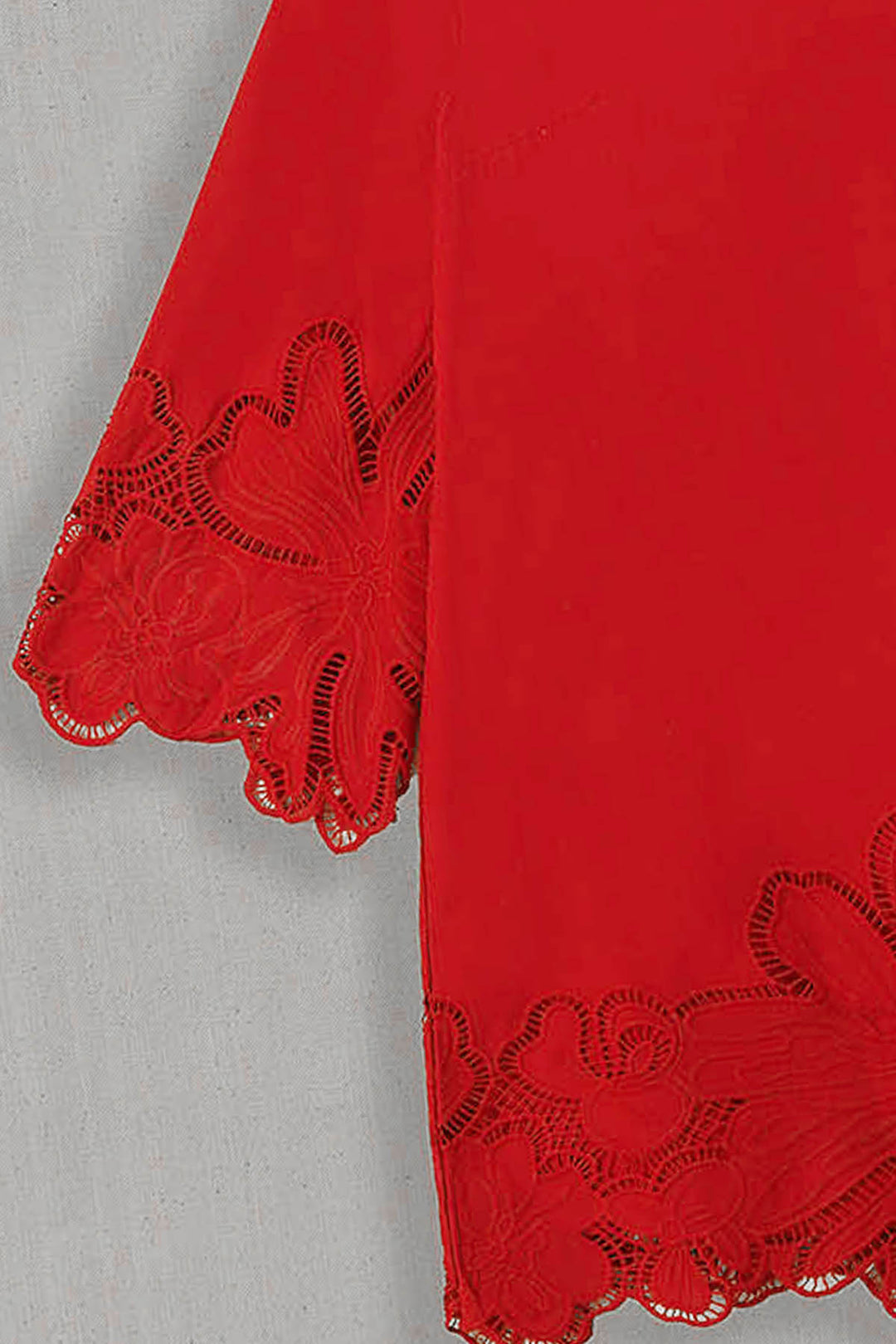 RED BOTANICAL CUTWORK TOP