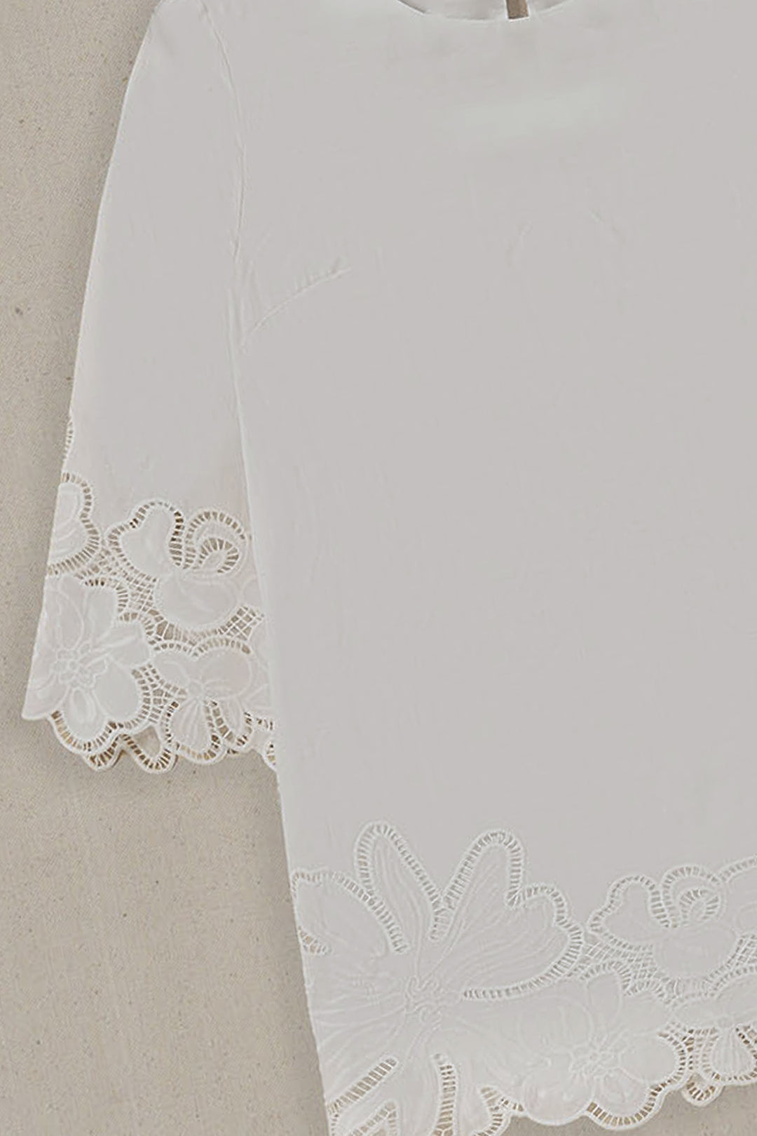 WHITE BOTANICAL CUTWORK TOP