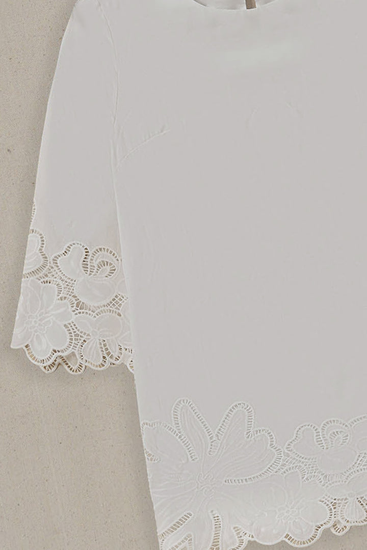 WHITE BOTANICAL CUTWORK TOP