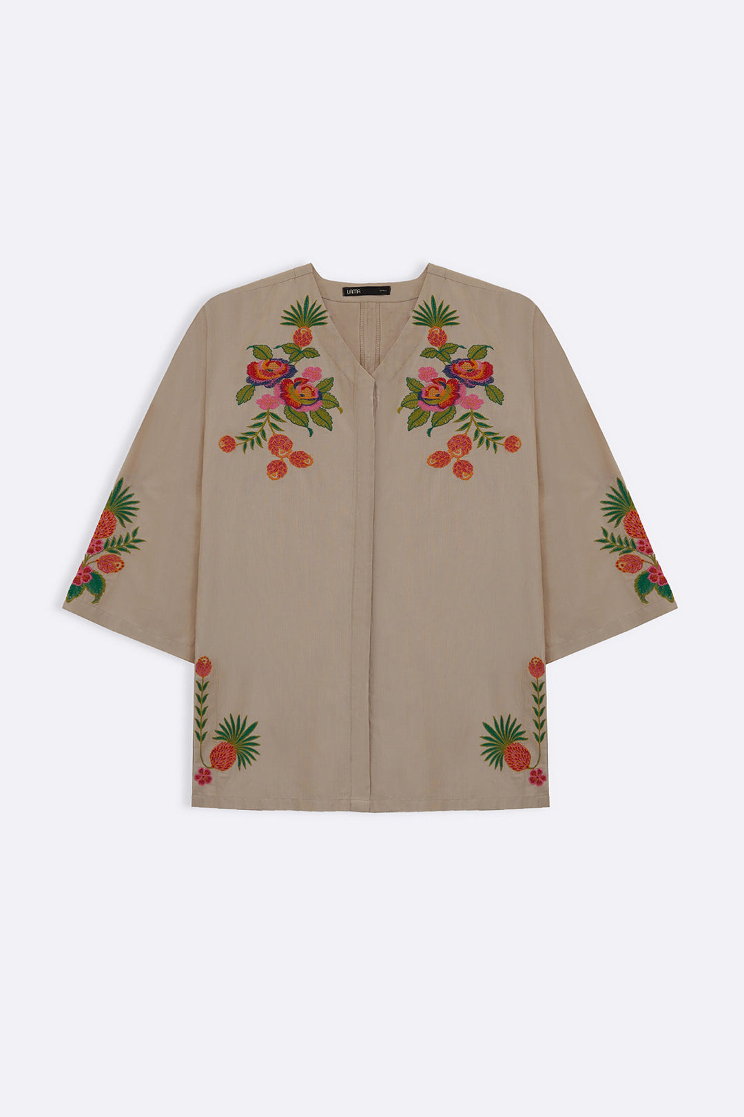 BEIGE TROPICAL ESCAPE BRODERIE SHIRT