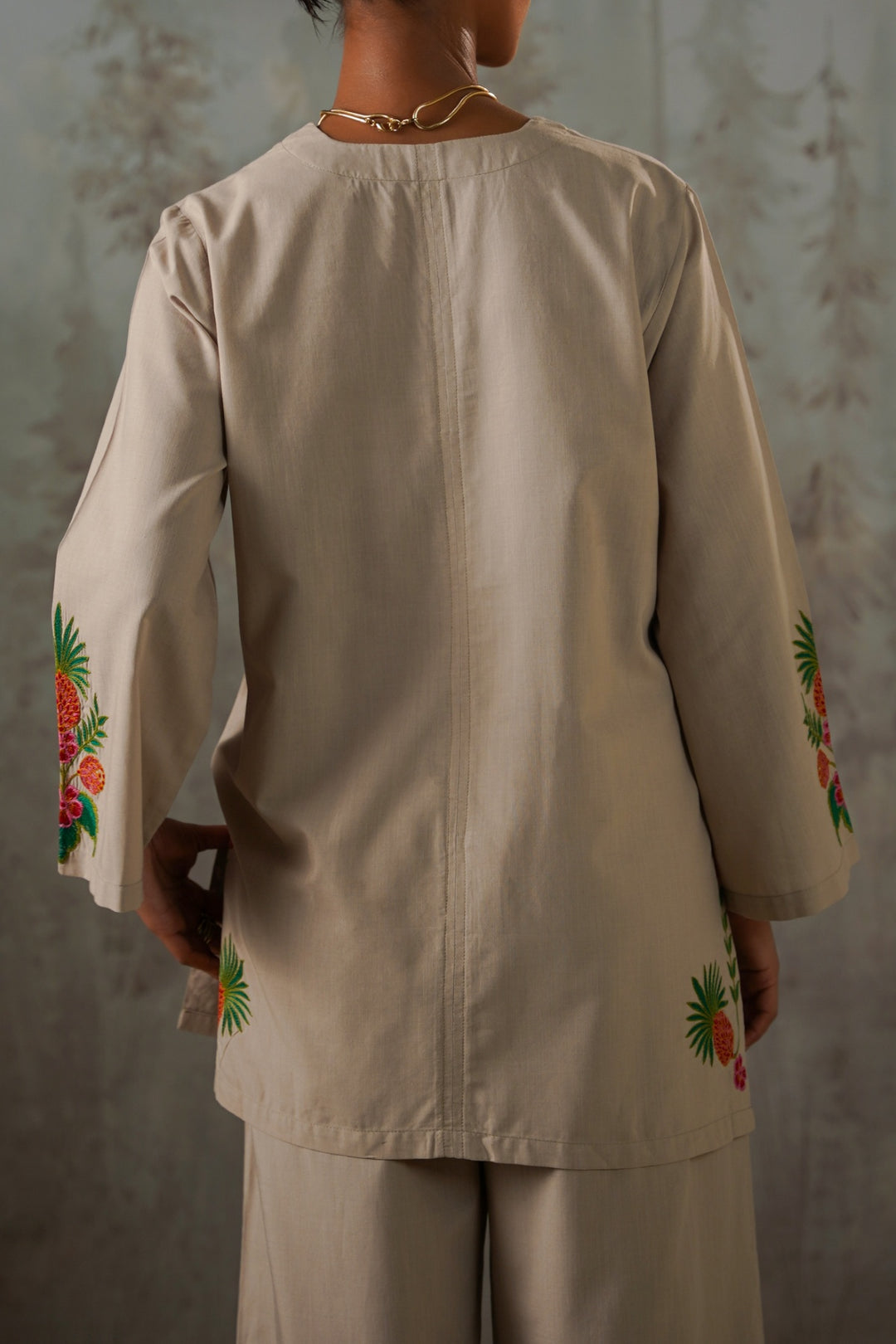BEIGE TROPICAL ESCAPE BRODERIE SHIRT