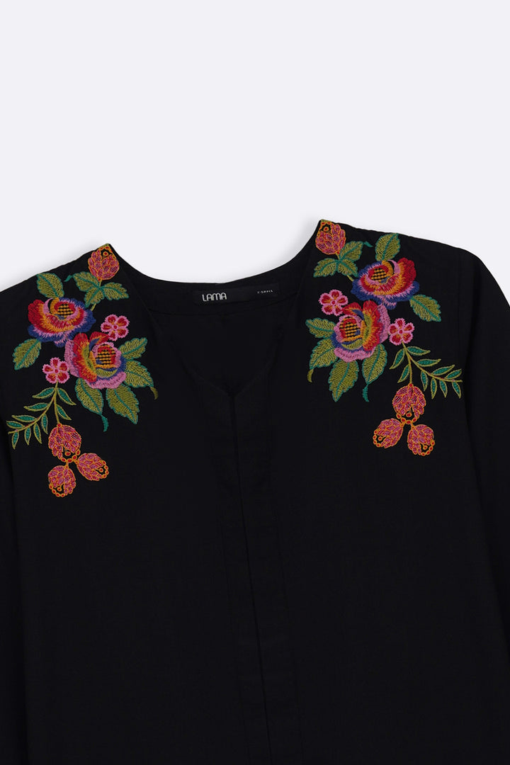 BLACK TROPICAL ESCAPE BRODERIE SHIRT