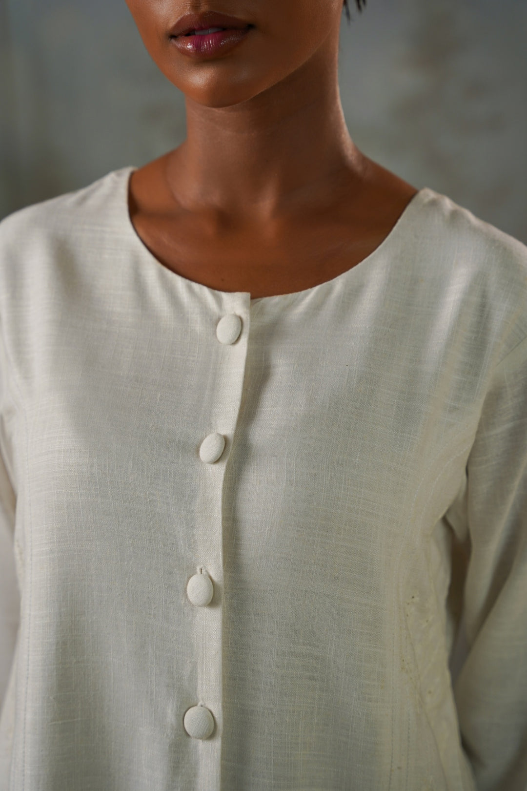 OFF WHITE ARTISAN LINEN-COTTON TUNIC