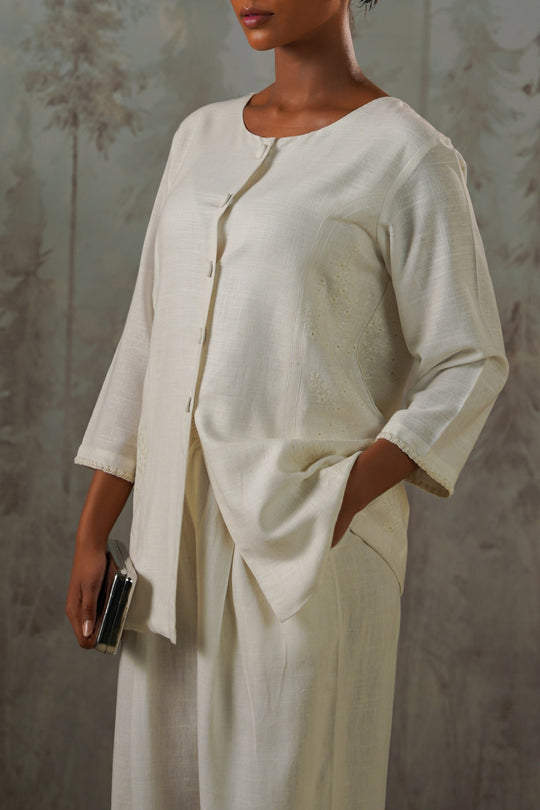 OFF WHITE ARTISAN LINEN-COTTON TUNIC