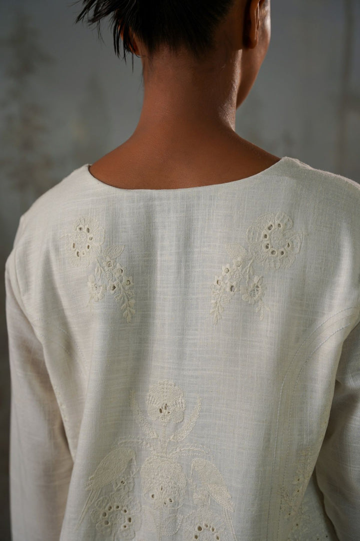 OFF WHITE ARTISAN LINEN-COTTON TUNIC