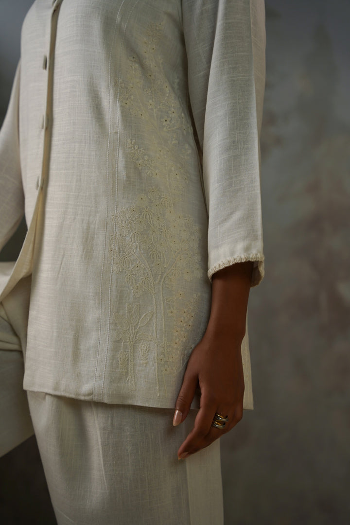 OFF WHITE ARTISAN LINEN-COTTON TUNIC