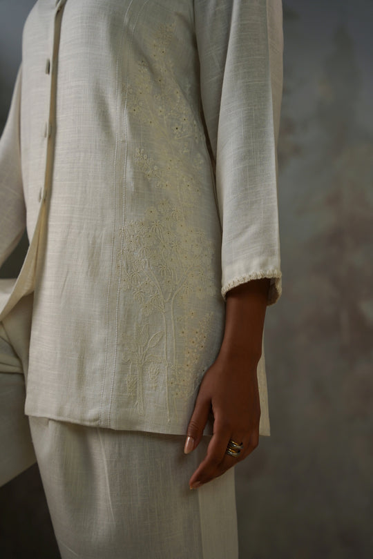 OFF WHITE ARTISAN LINEN-COTTON TUNIC