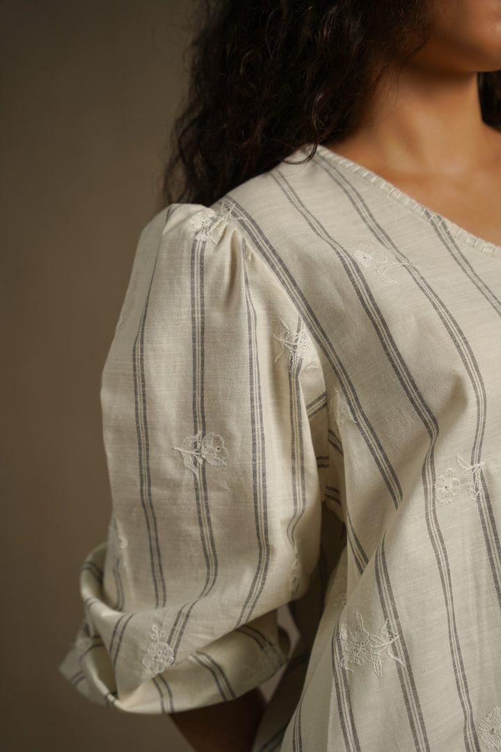 OFF WHITE COASTAL STRIPED TUNIC