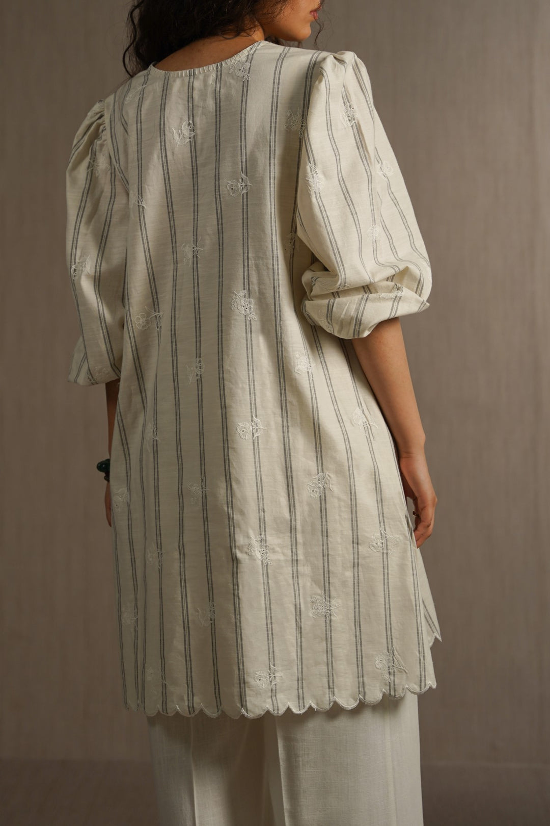 OFF WHITE COASTAL STRIPED TUNIC