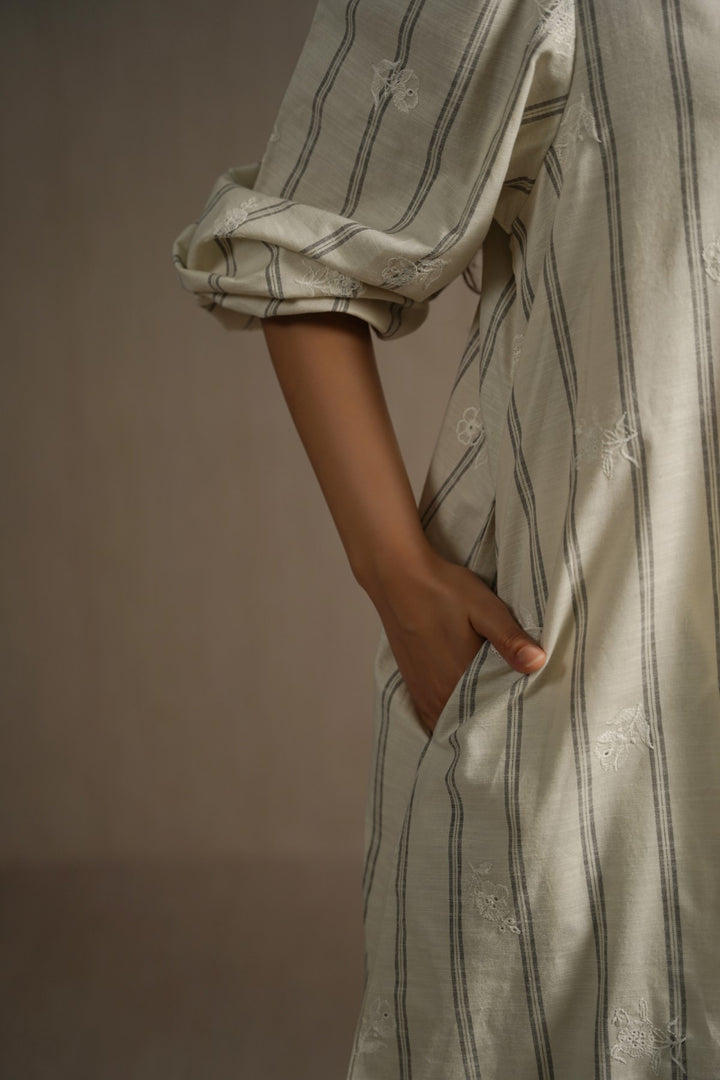 OFF WHITE COASTAL STRIPED TUNIC