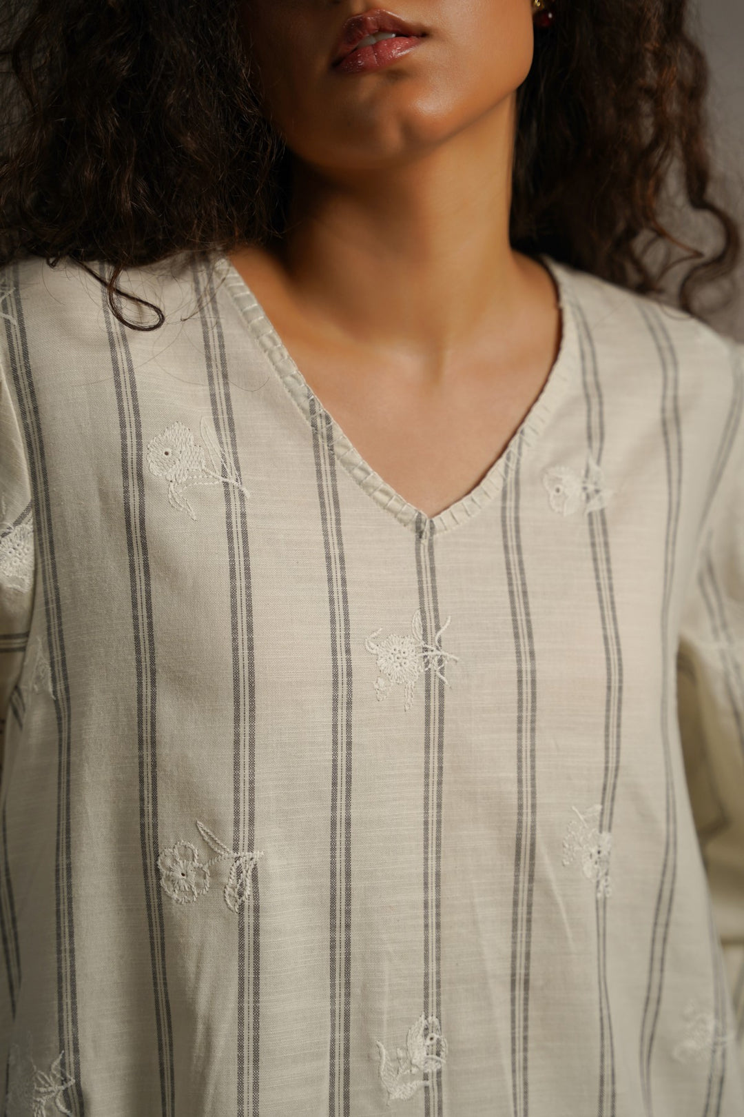 OFF WHITE COASTAL STRIPED TUNIC