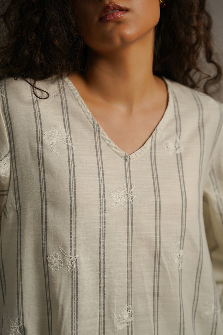 OFF WHITE COASTAL STRIPED TUNIC