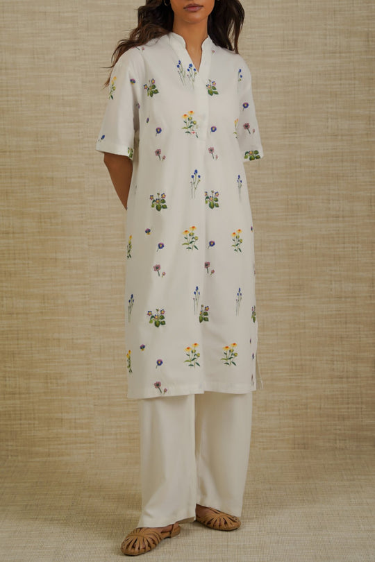 WHITE DITSY FLORAL SHIRT