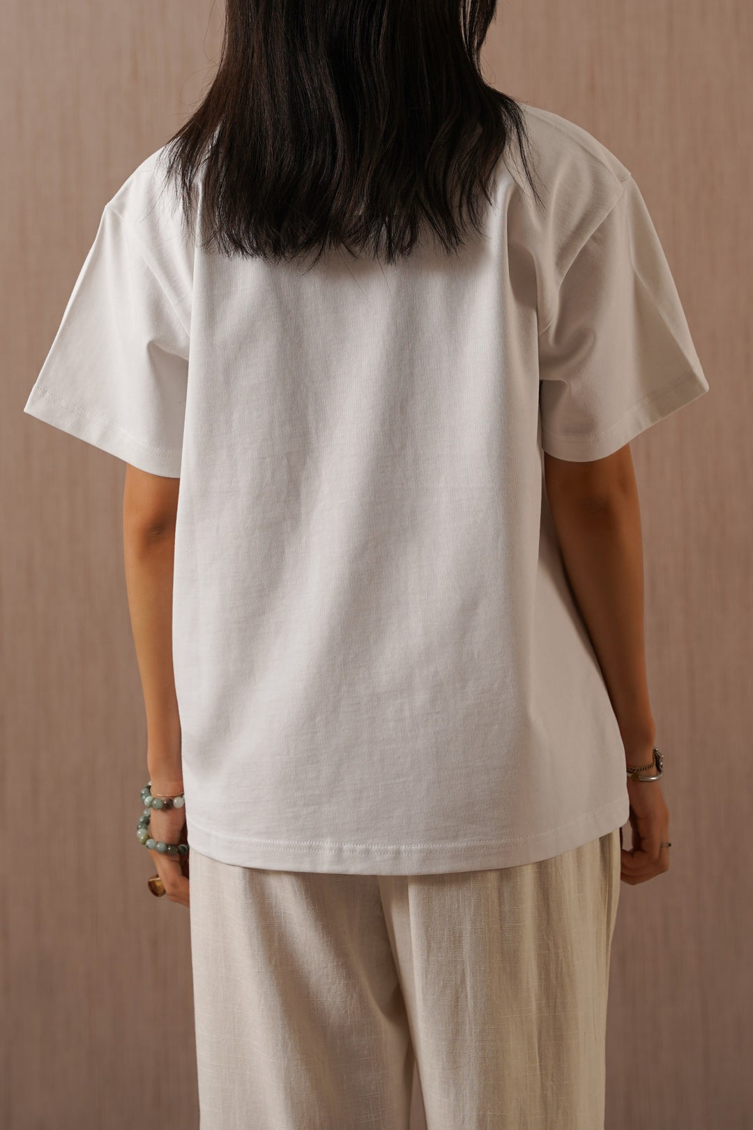 WHITE BLUE PALM TEE