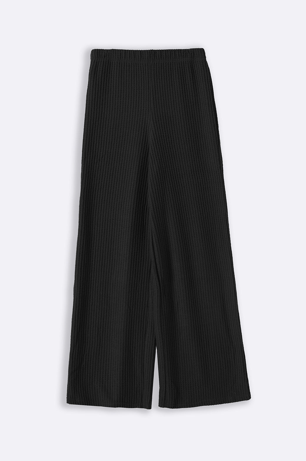 BLACK WAFFLE KNIT PANTS