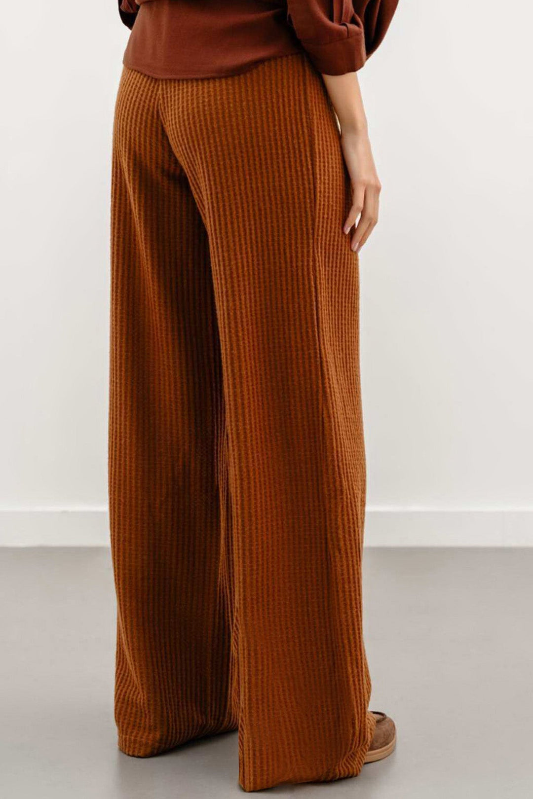 CAMEL WAFFLE KNIT PANTS