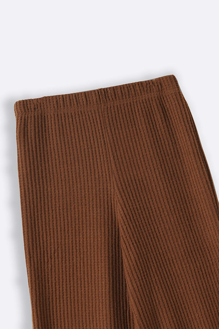 CAMEL WAFFLE KNIT PANTS