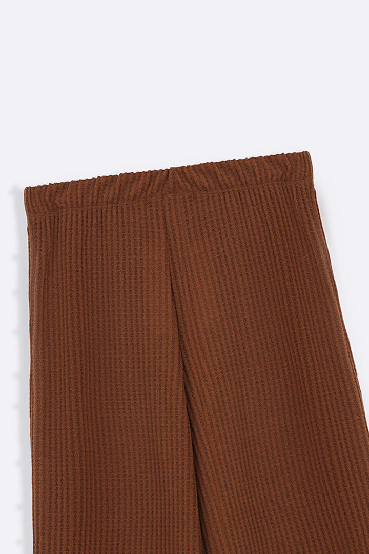 CAMEL WAFFLE KNIT PANTS