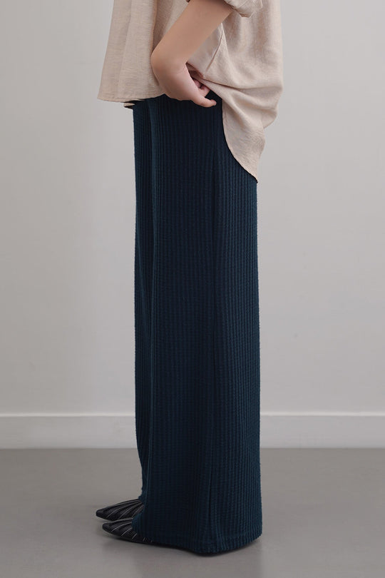 TEAL WAFFLE KNIT PANTS