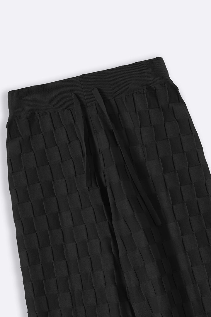 BLACK CHECKERED KNIT PANTS