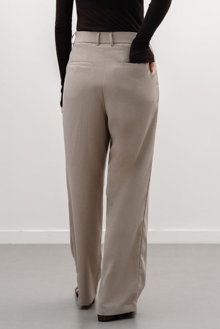 BEIGE WIDE LEG TROUSERS