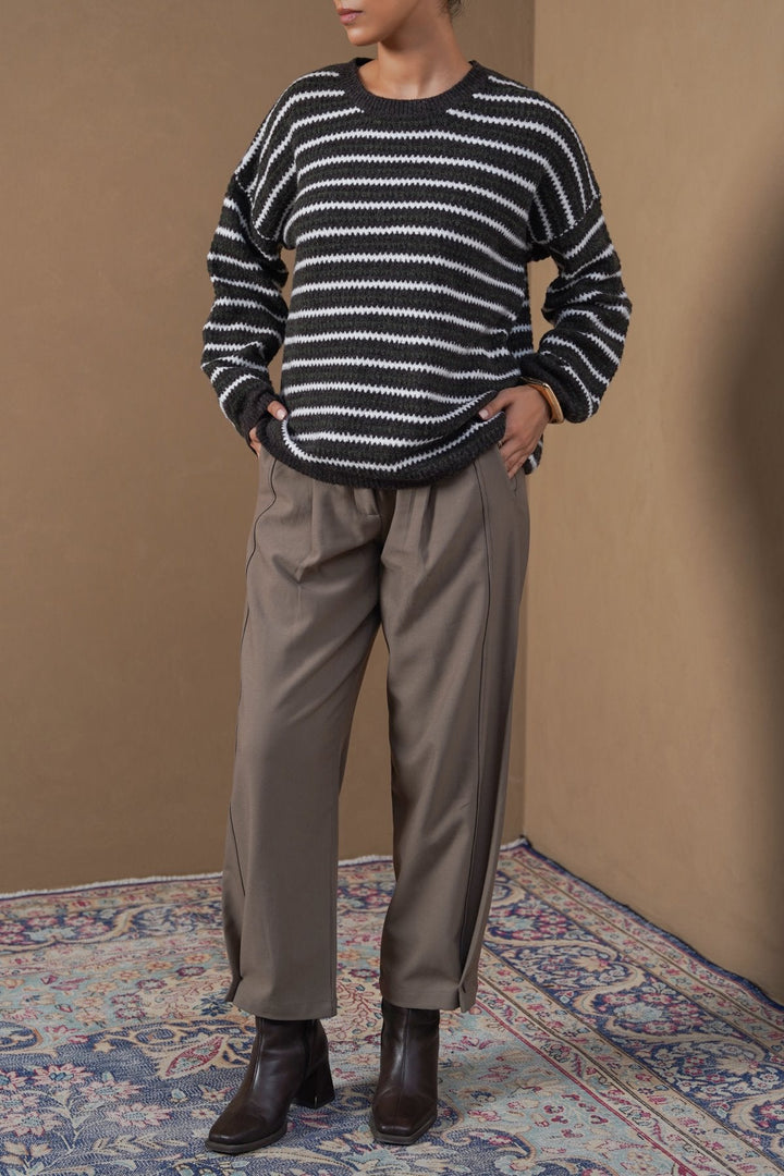 TAUPE BARREL TROUSERS