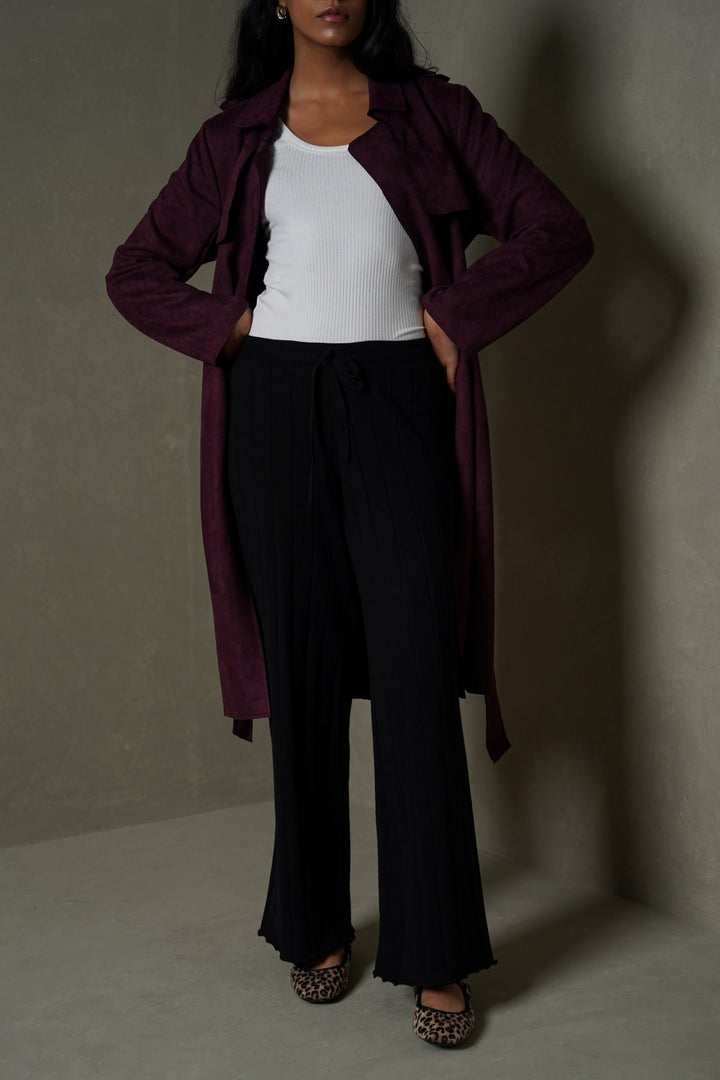 RIB-KNIT STRAIGHT PANTS
