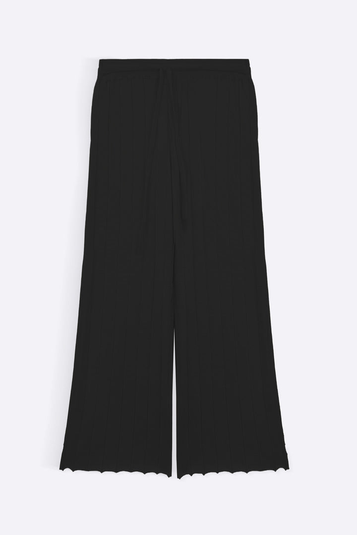 RIB-KNIT STRAIGHT PANTS