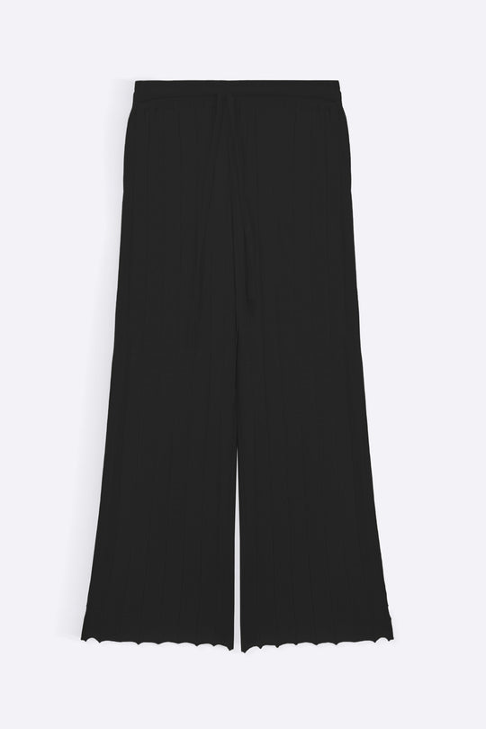 RIB-KNIT STRAIGHT PANTS