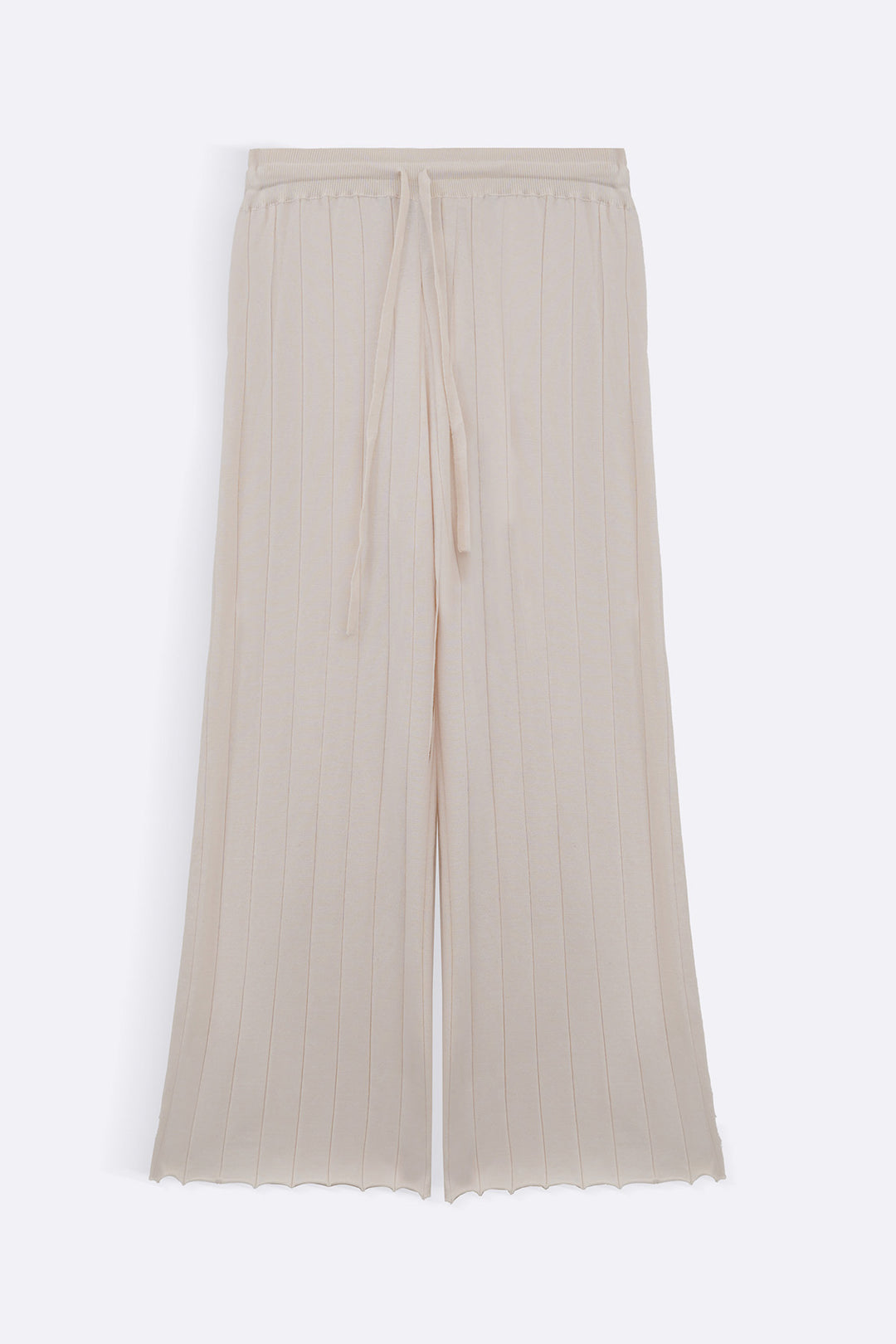 OAT WHITE RIB-KNIT STRAIGHT PANTS