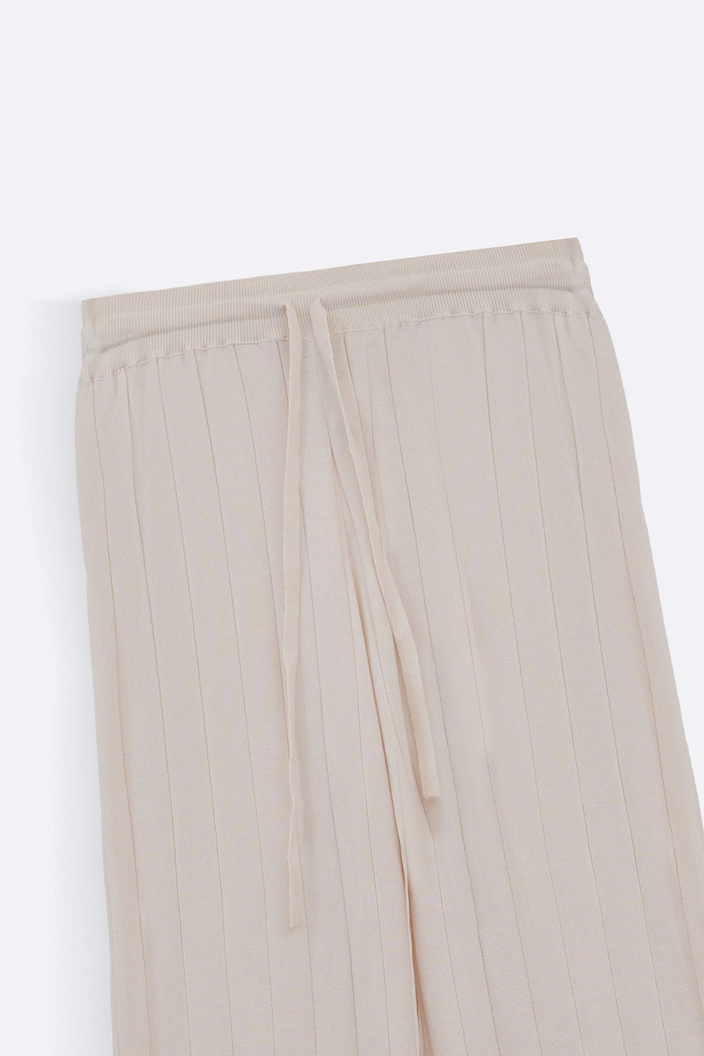 OAT WHITE RIB-KNIT STRAIGHT PANTS