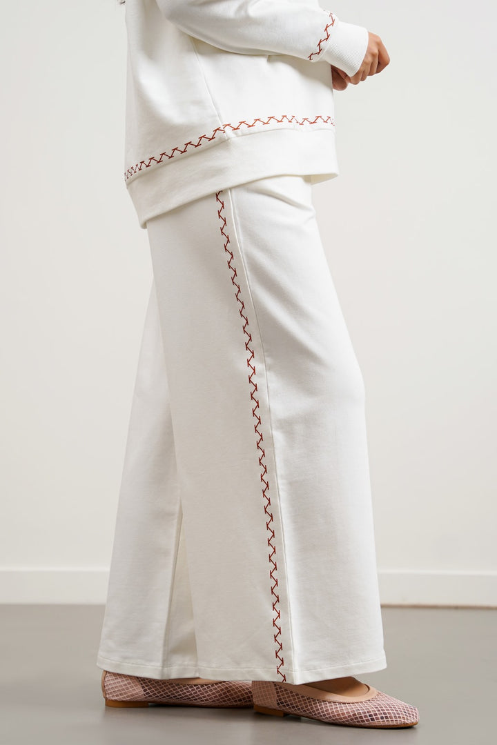 WHITE AZTEC PRINT TROUSERS
