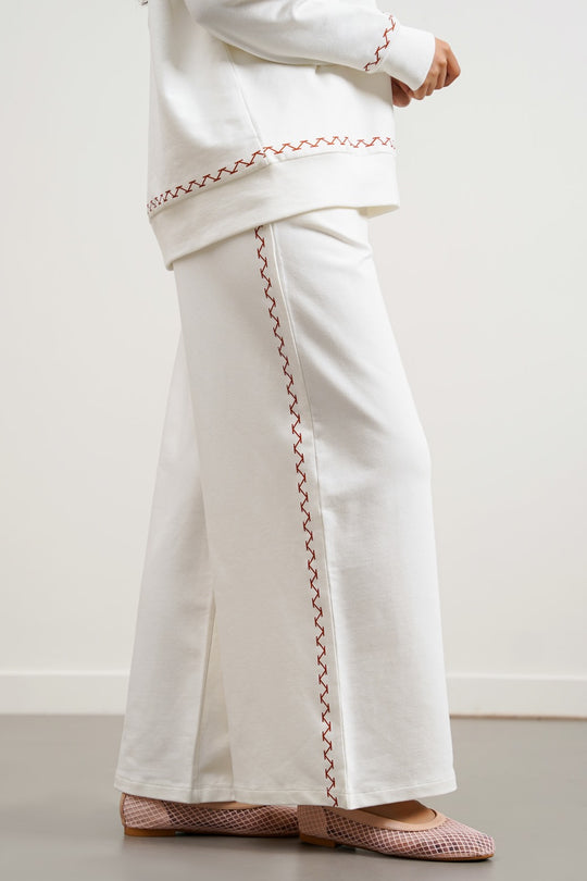 WHITE AZTEC PRINT TROUSERS